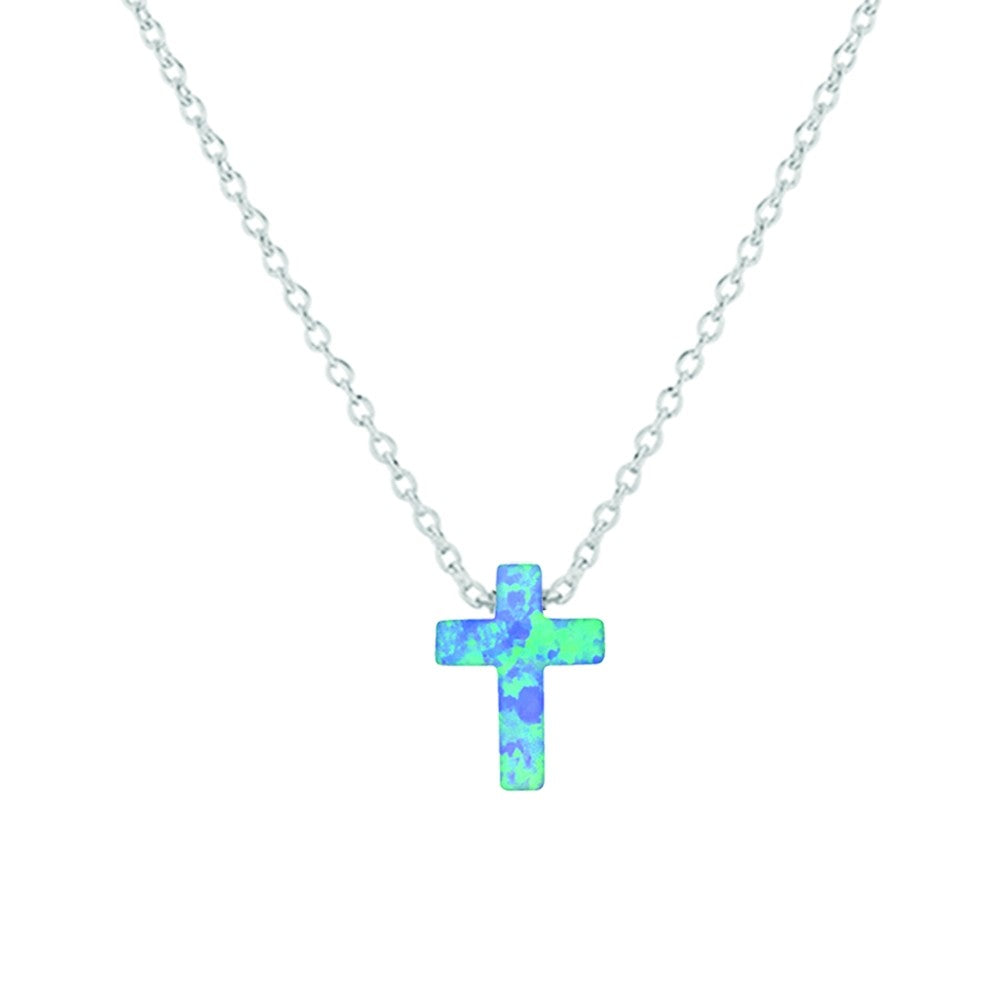 Sterling silver opalite cross necklace