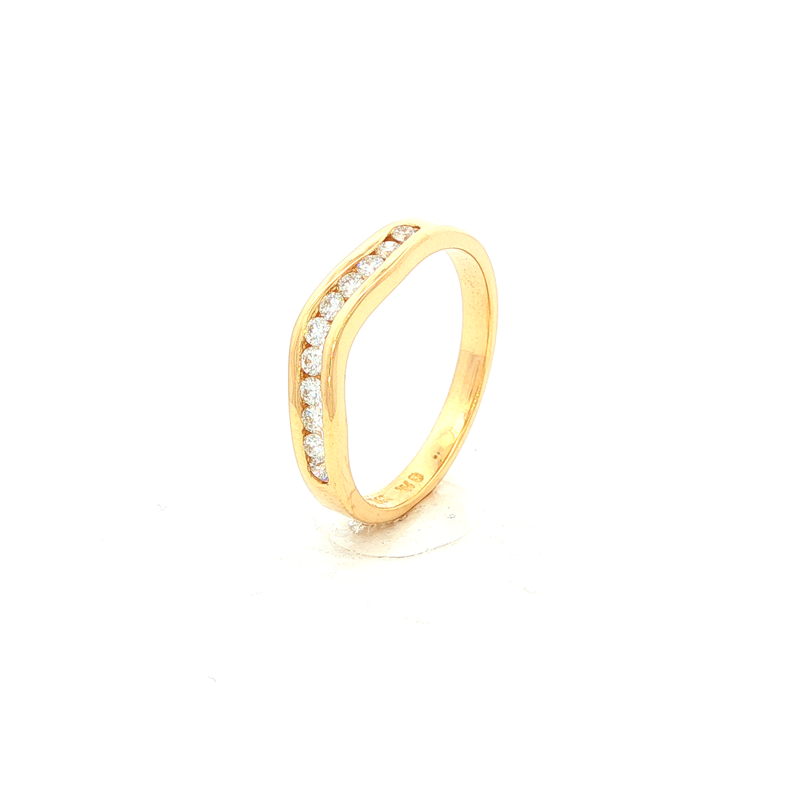 Natural Diamond Curve Chanel Wedding Band in Yellow Gold