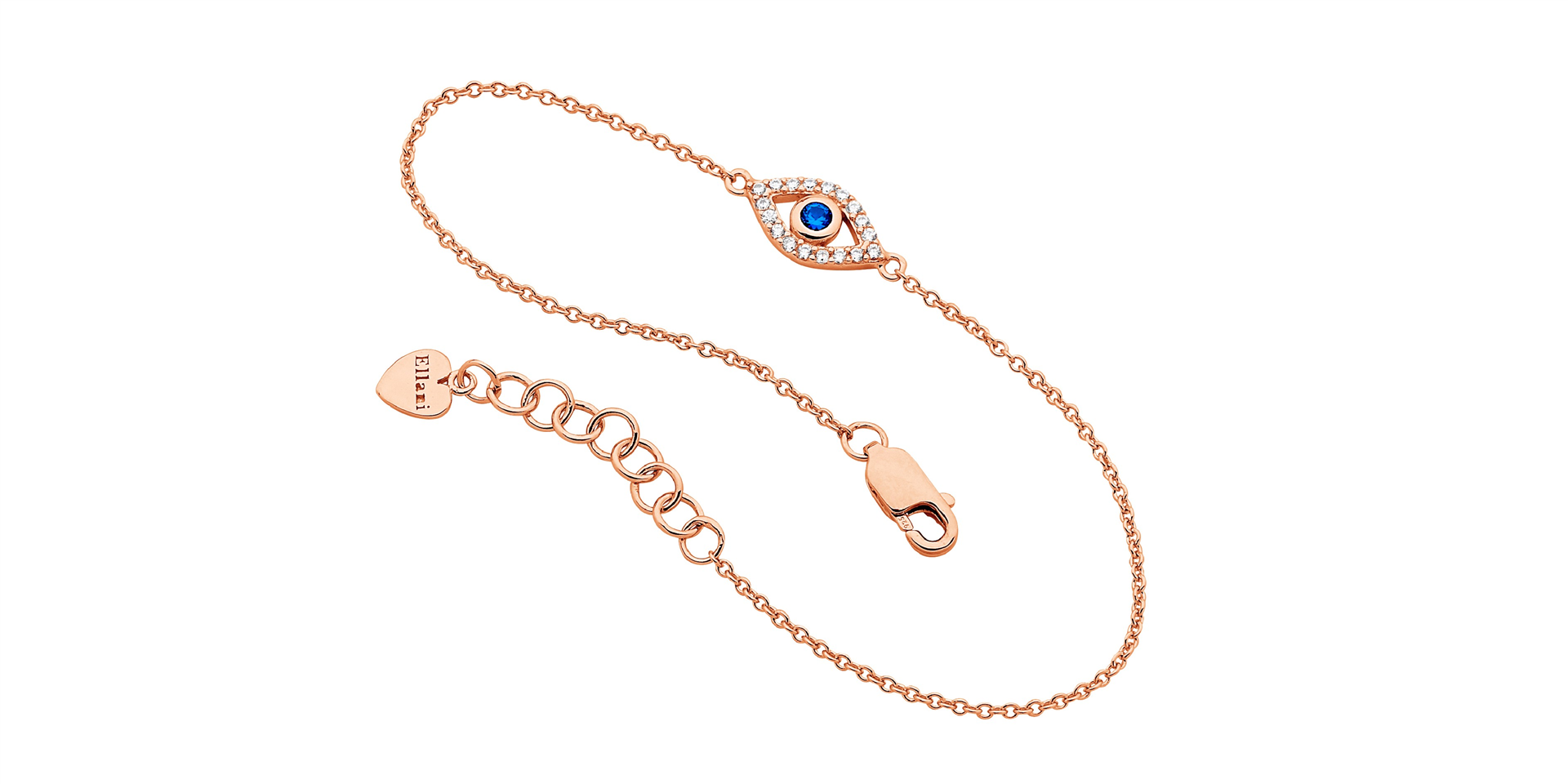 Blue CZ Bezel Set Evil Eye Bracelet in Gold Plating