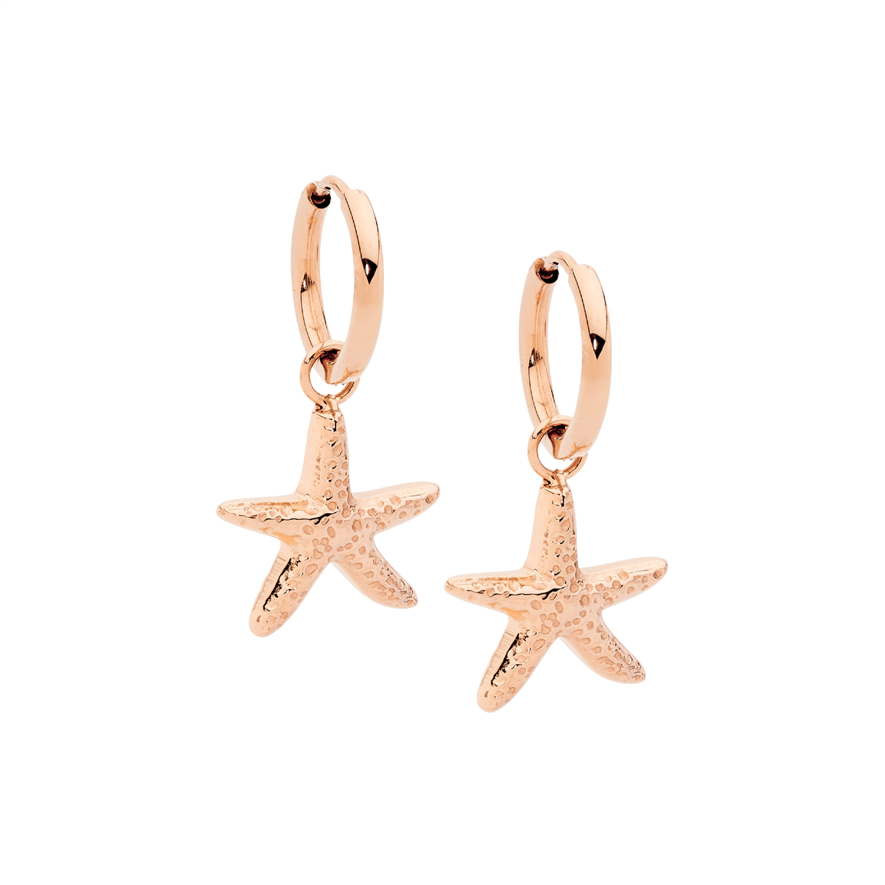 Stainless steel 11mm hoop earrings w/ starfish drop