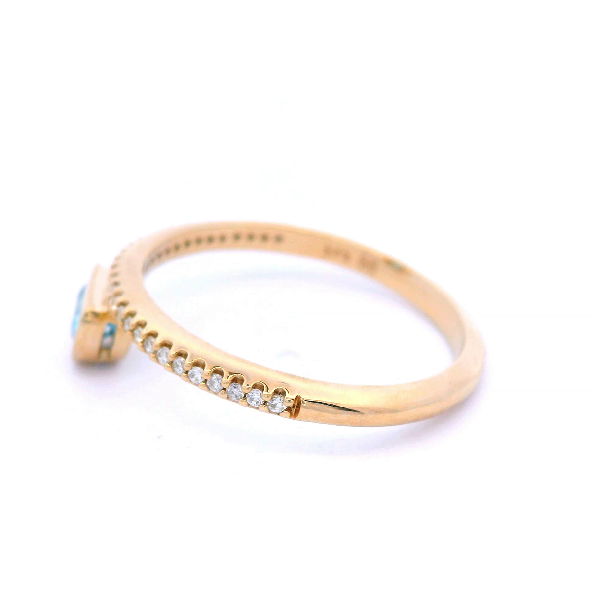 Diamond and Blue Topaz Dress Ring in Yellow Gold