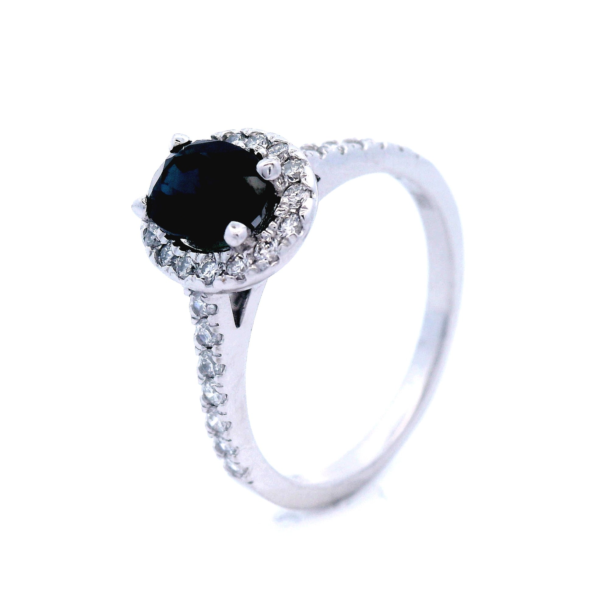 Oval Australian Sapphire and Diamond in White Gold Dress Ring