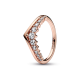 Wishbone 14k rose gold-plated ring with clear cubic zirconia