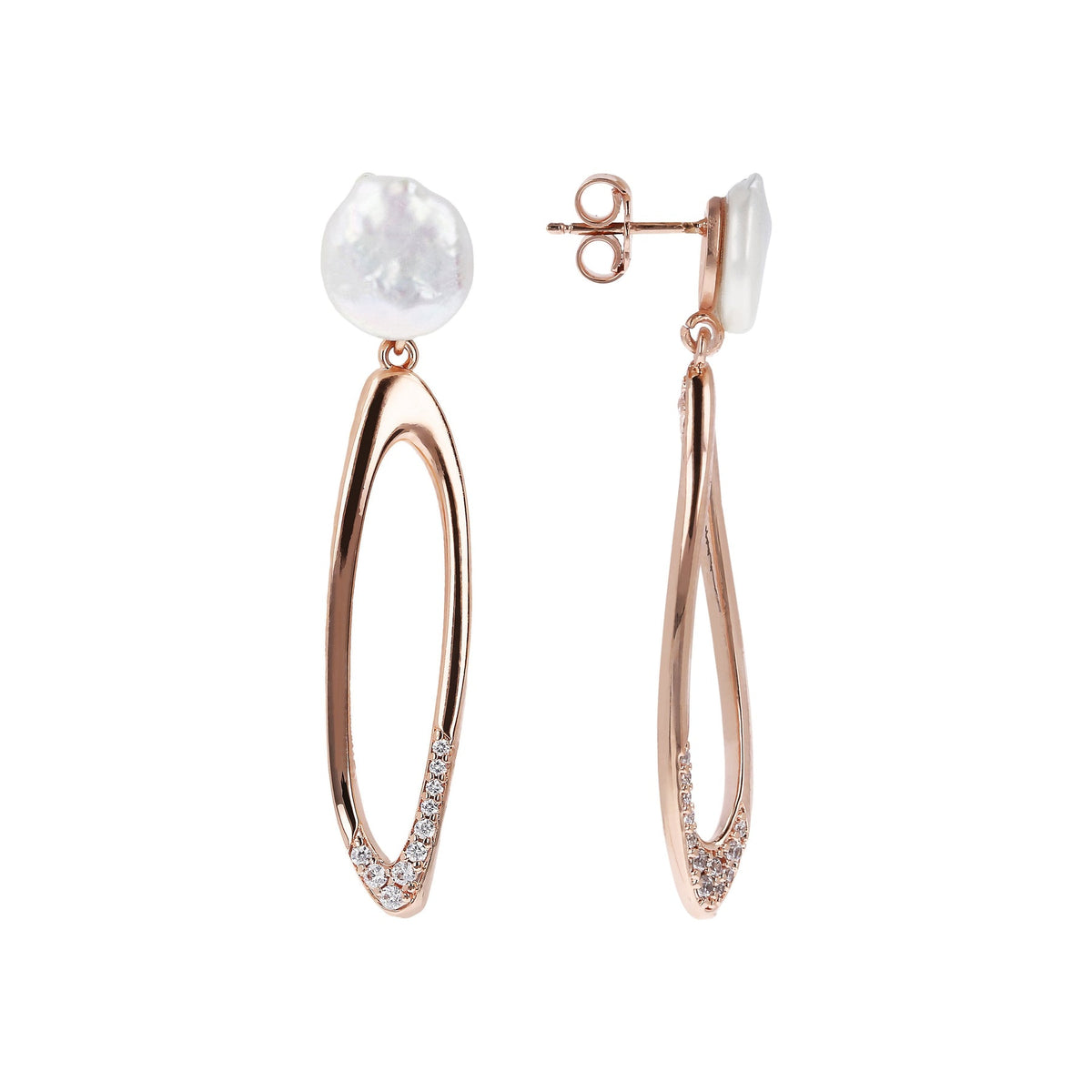 Bronzallure Maxima Hoop Earrings with Coin Pearls