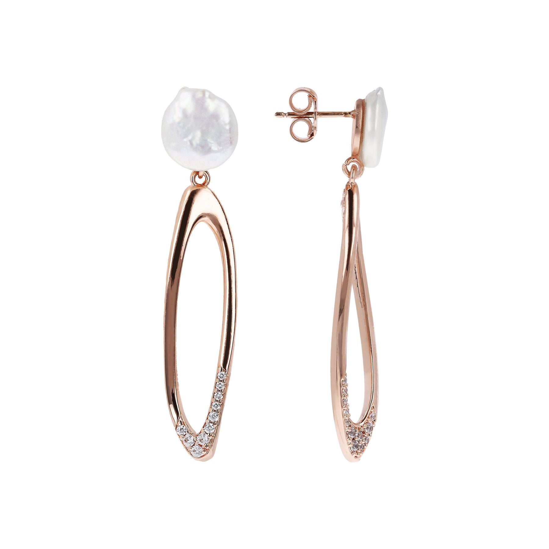 Bronzallure Maxima Hoop Earrings with Coin Pearls