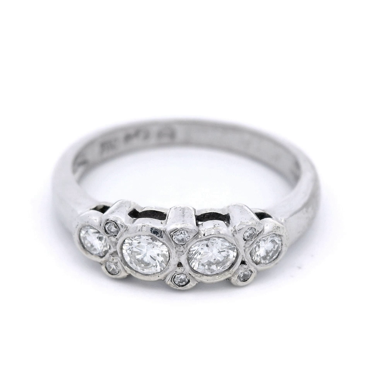 Diamond Bezel Set Dress Ring in White Gold