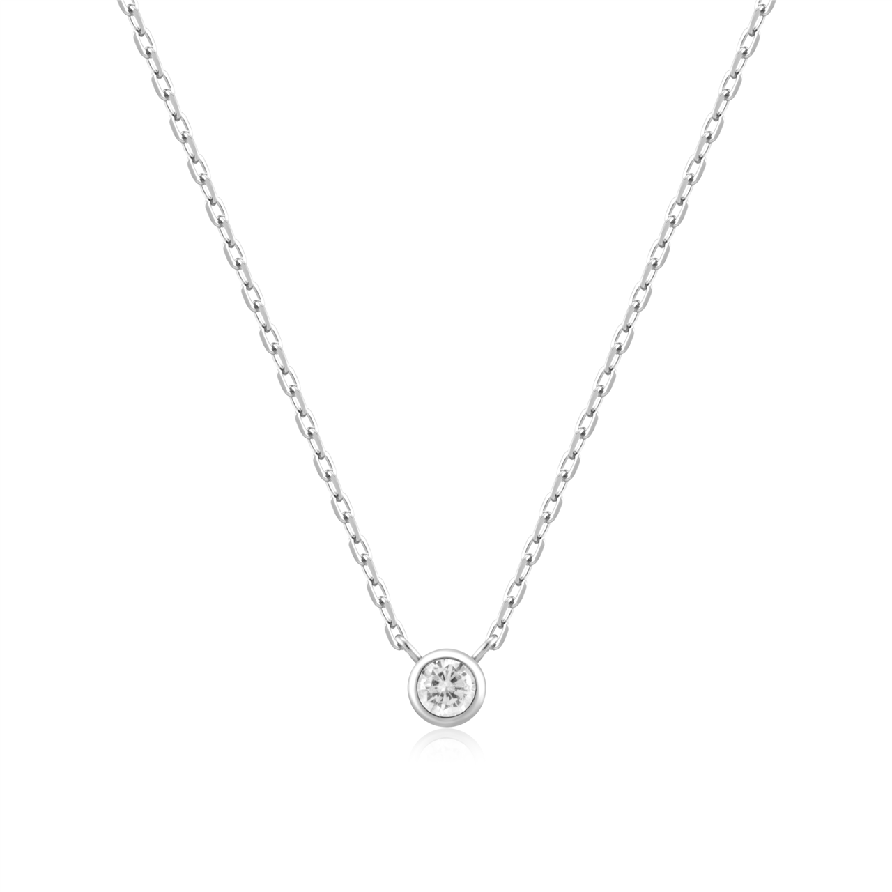 Ania Haie - Silver Round Solitaire Cubic Zirconia Necklace