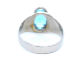 Large Blue Topaz Dress Ring in White Gold