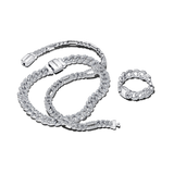 Heart cuban chain sterling silver bracelet with clear cubic zirconia