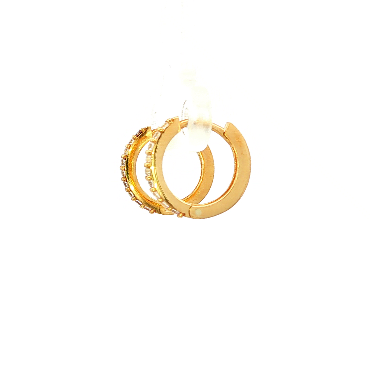 9ct YG Huggie Earring With CZ 12mm Round