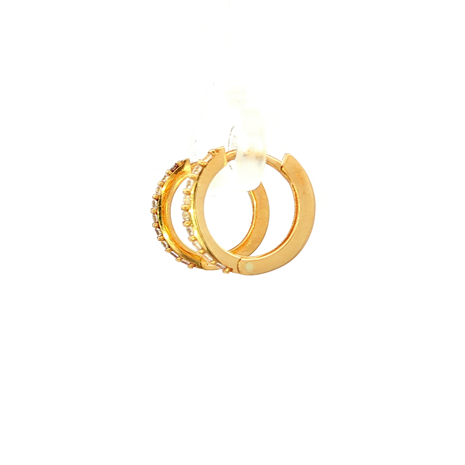 9ct YG Huggie Earring With CZ 12mm Round