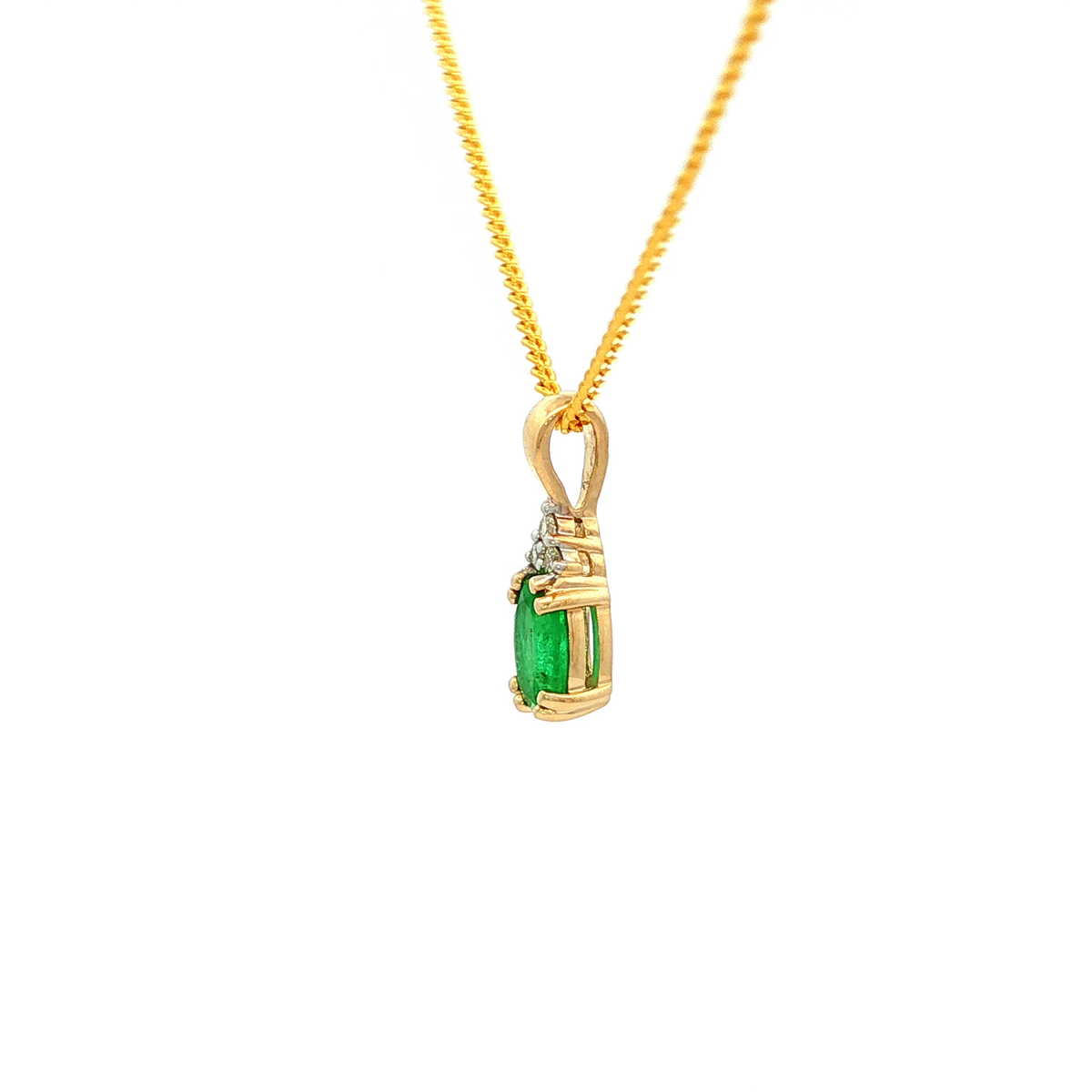 Emerald and Diamond Pendant in Yellow Gold
