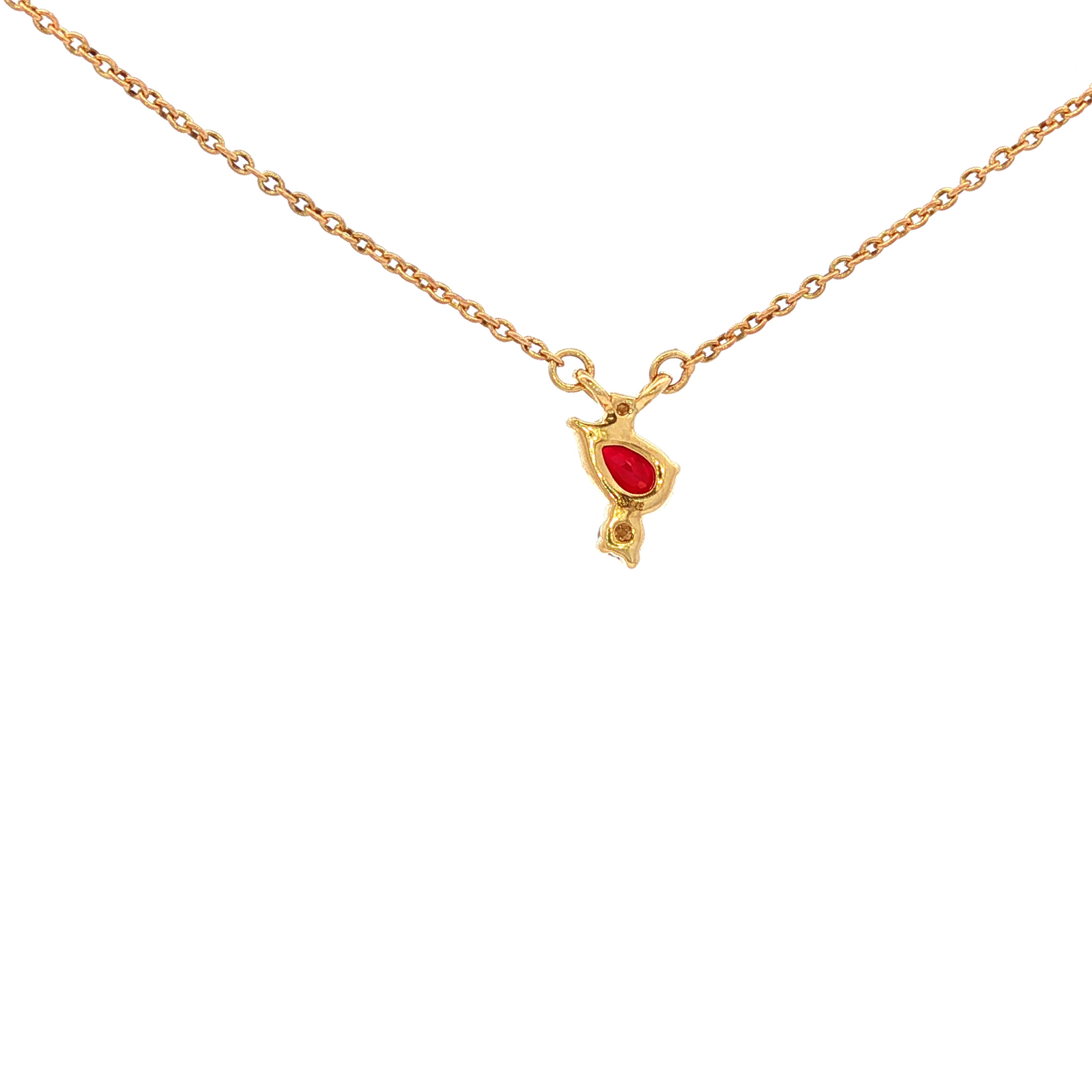 Pear Ruby Necklace in Yellow Gold