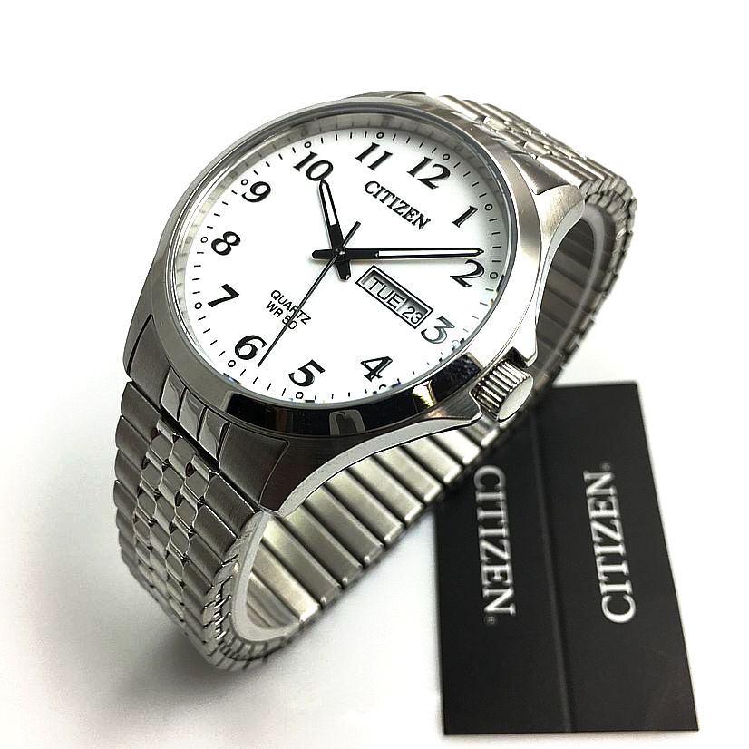 Gents Chrome Day Date Watch with Stretch Band BF5000-94A