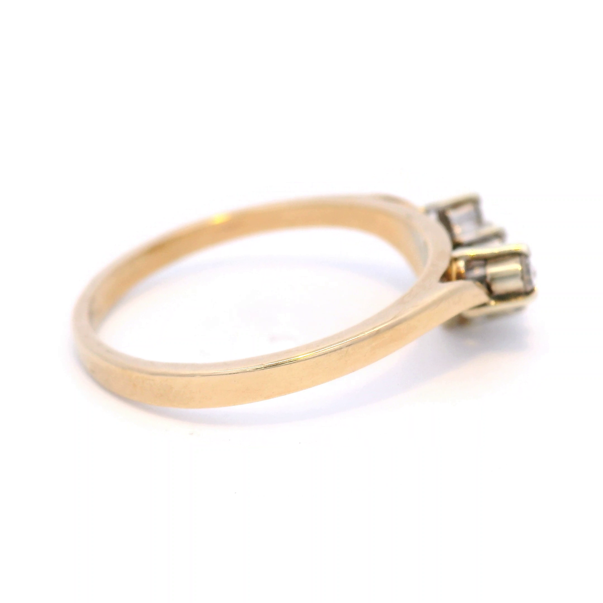 V Shaped  Diamond Ring In 9 Carat Yellow Gold