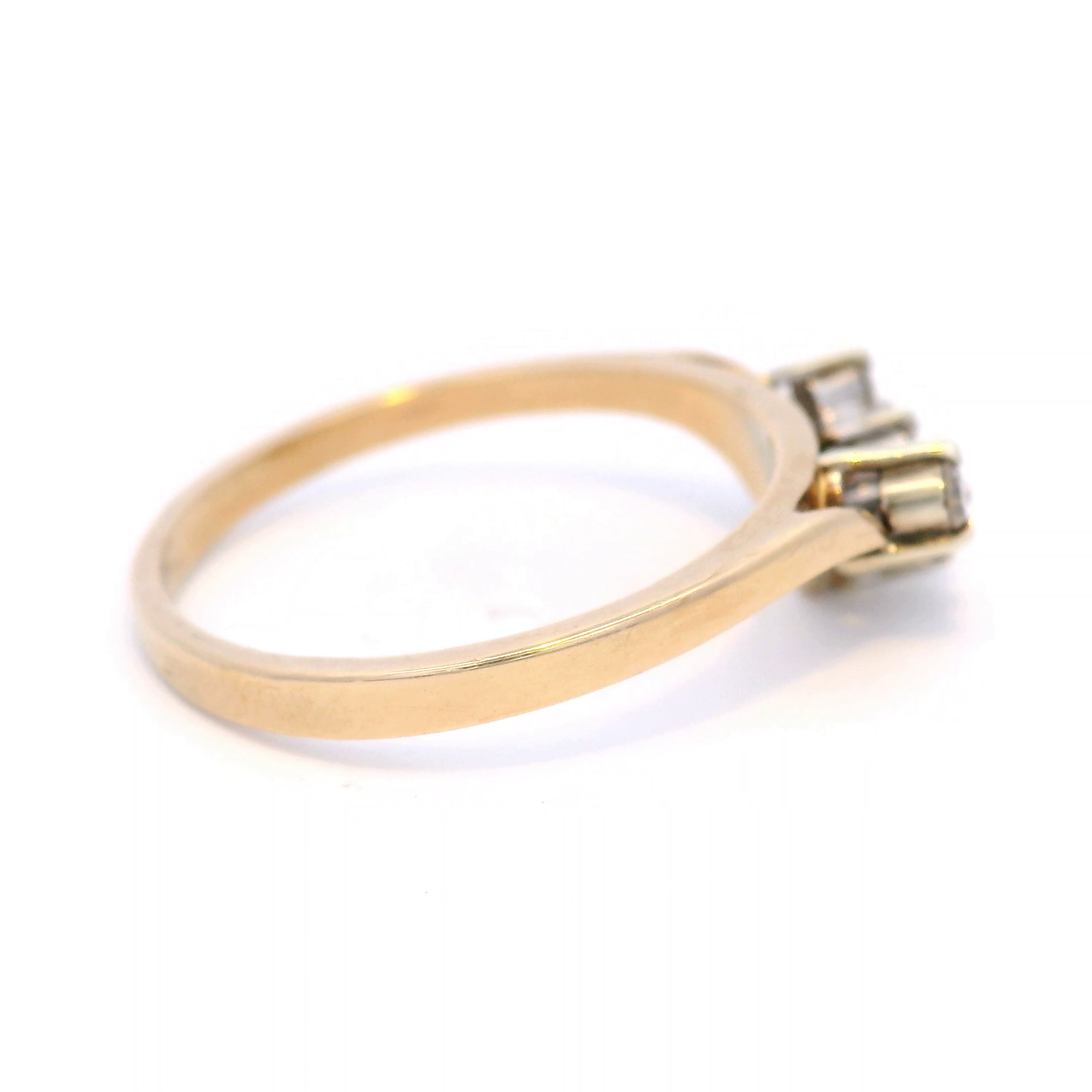 V Shaped  Diamond Ring In 9 Carat Yellow Gold