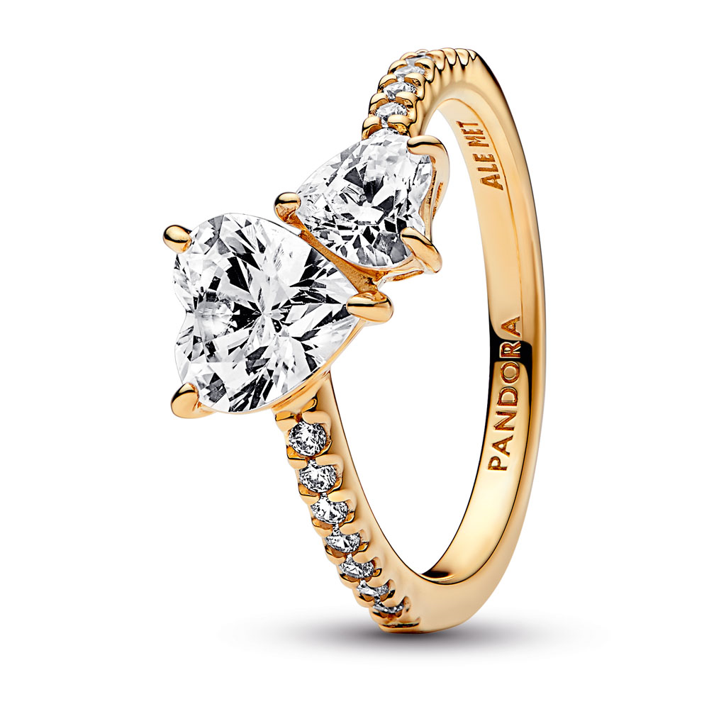 14k Gold-plated ring with clear cubic zirconia
