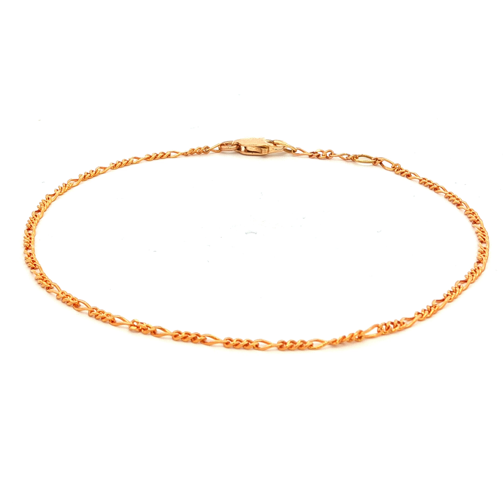 Diamond Cut Curb Figaro Link Bracelet in Yellow Gold