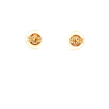 White Round Freshwater Pearl 7mm Earrings in Yellow Gold