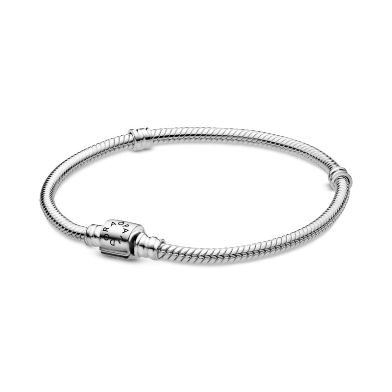 Pandora Snake Chain Silver Bracelet w Barrell Clasp