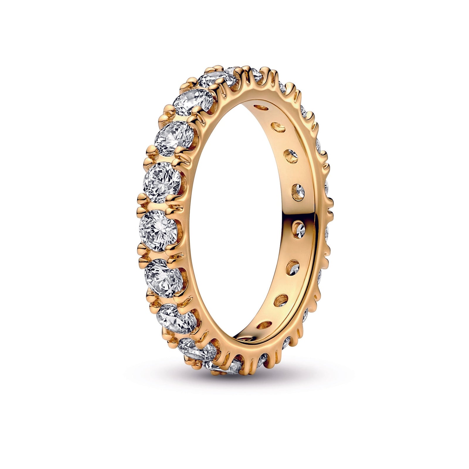 14k Gold-plated ring with clear cubic zirconia