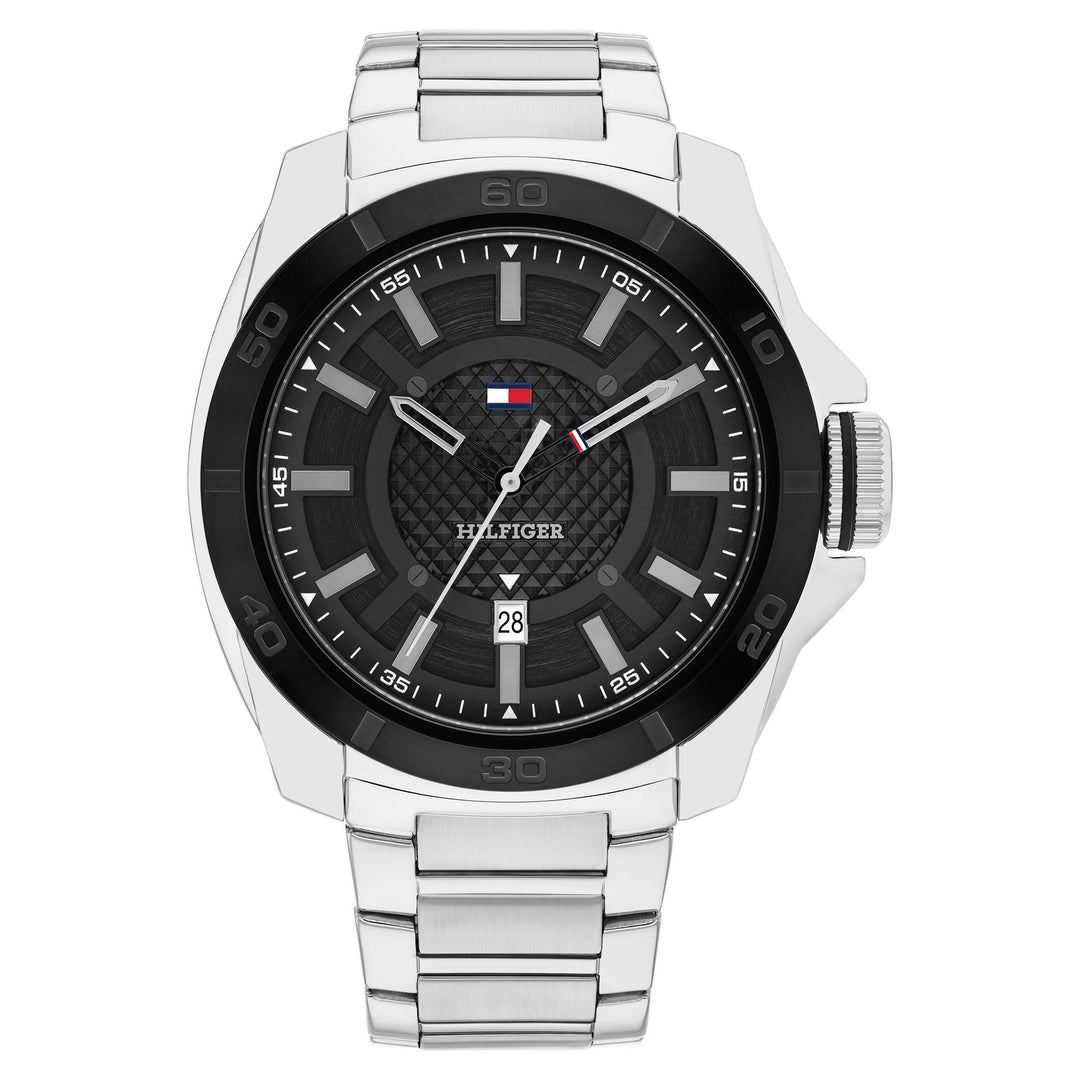 Tommy Hilfiger Silver Steel Black Dial Men&#39;s Watch