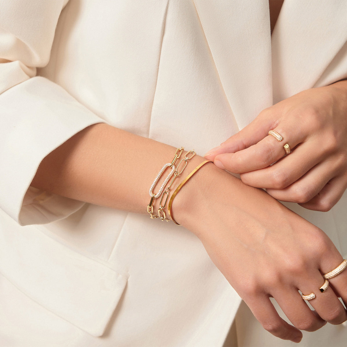 Ania Haie Gold Pavé Adjustable Ring