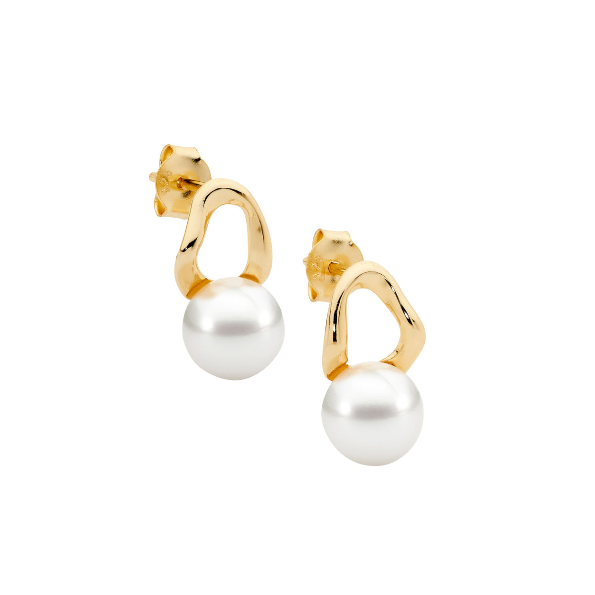 Ellani Sterling Silver Earrings Set with Freshwater Pearl