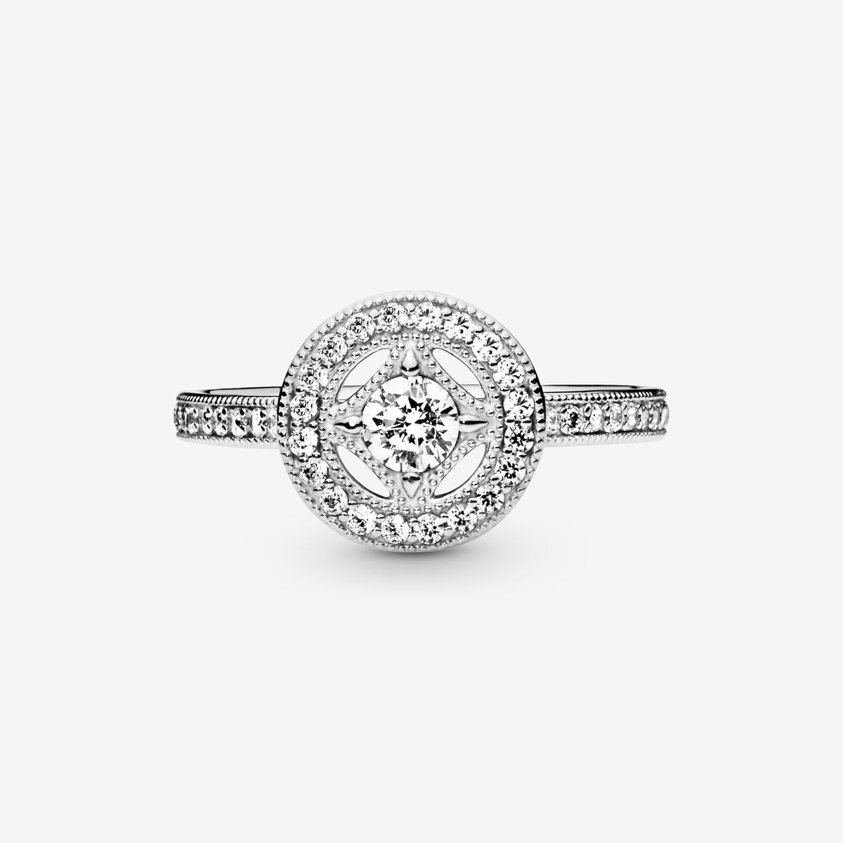Silver ring with clear cubic zirconia - 54
