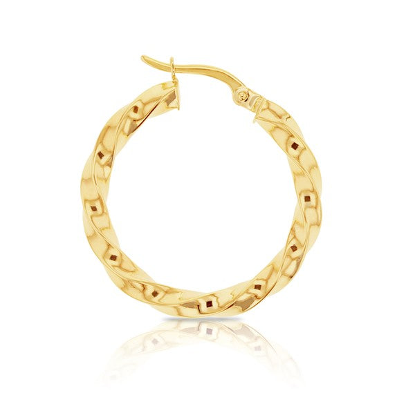 Loose Twist Hoop Earring in Yellow Gold
