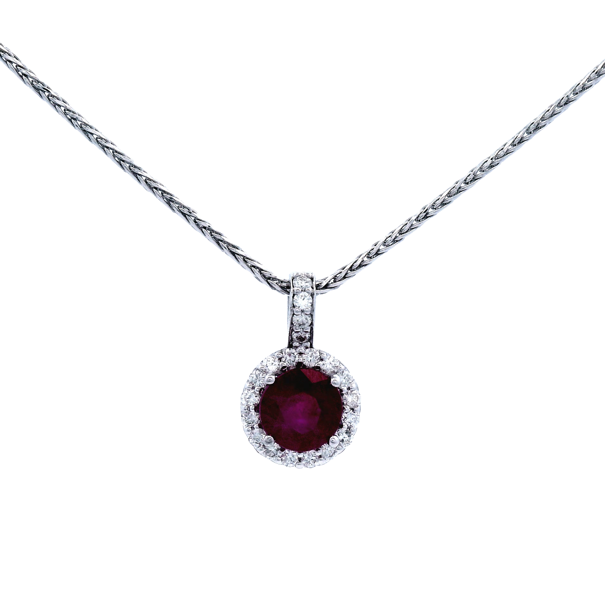 Round Ruby Stone Set in White Gold