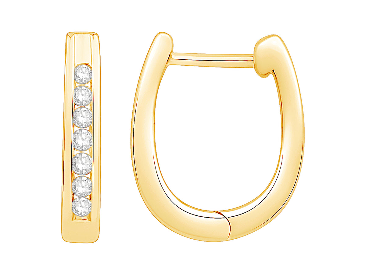 Oval Diamond Huggies in Yellow Gold