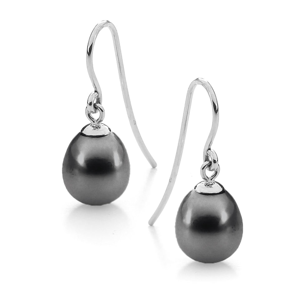 Ikecho Dyed Black Freshwater Pearl Venus Earrings