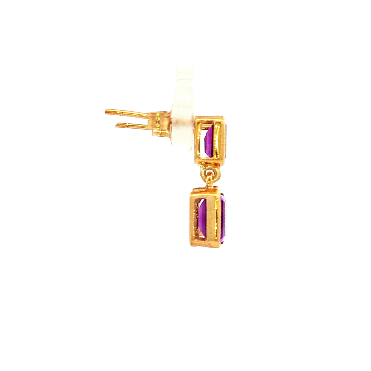 Amethyst Stud Earrings in Yellow Gold