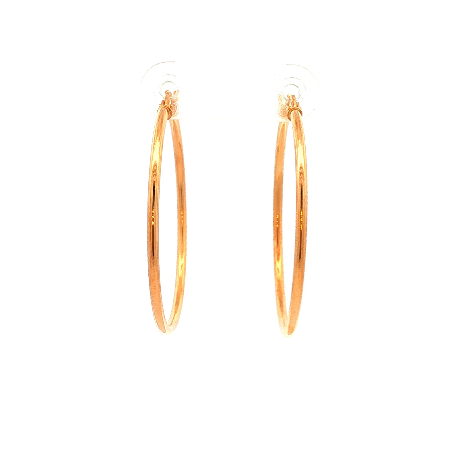 Round Plain Tube Hoop Earring in Yellow Gold