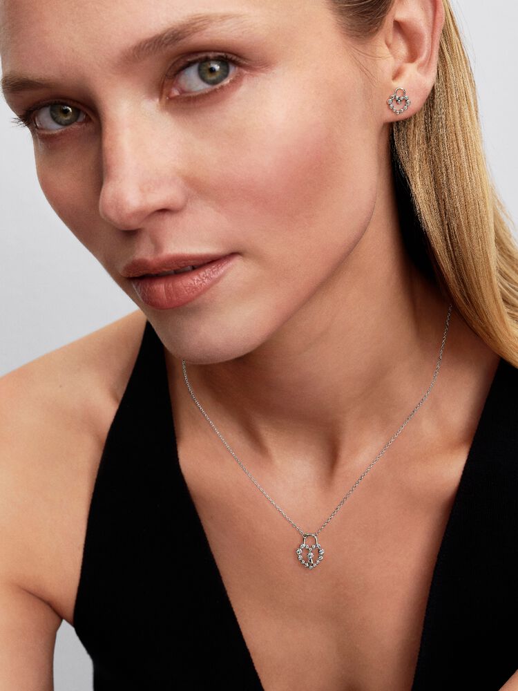 Pandora Sparkling Heart Padlock Pendant Necklace