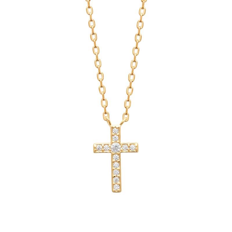 Sterling Silver Cross Necklet with Cubic Zirconia