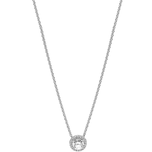 Classic Elegance Silver Collier Necklace w Clear CZ