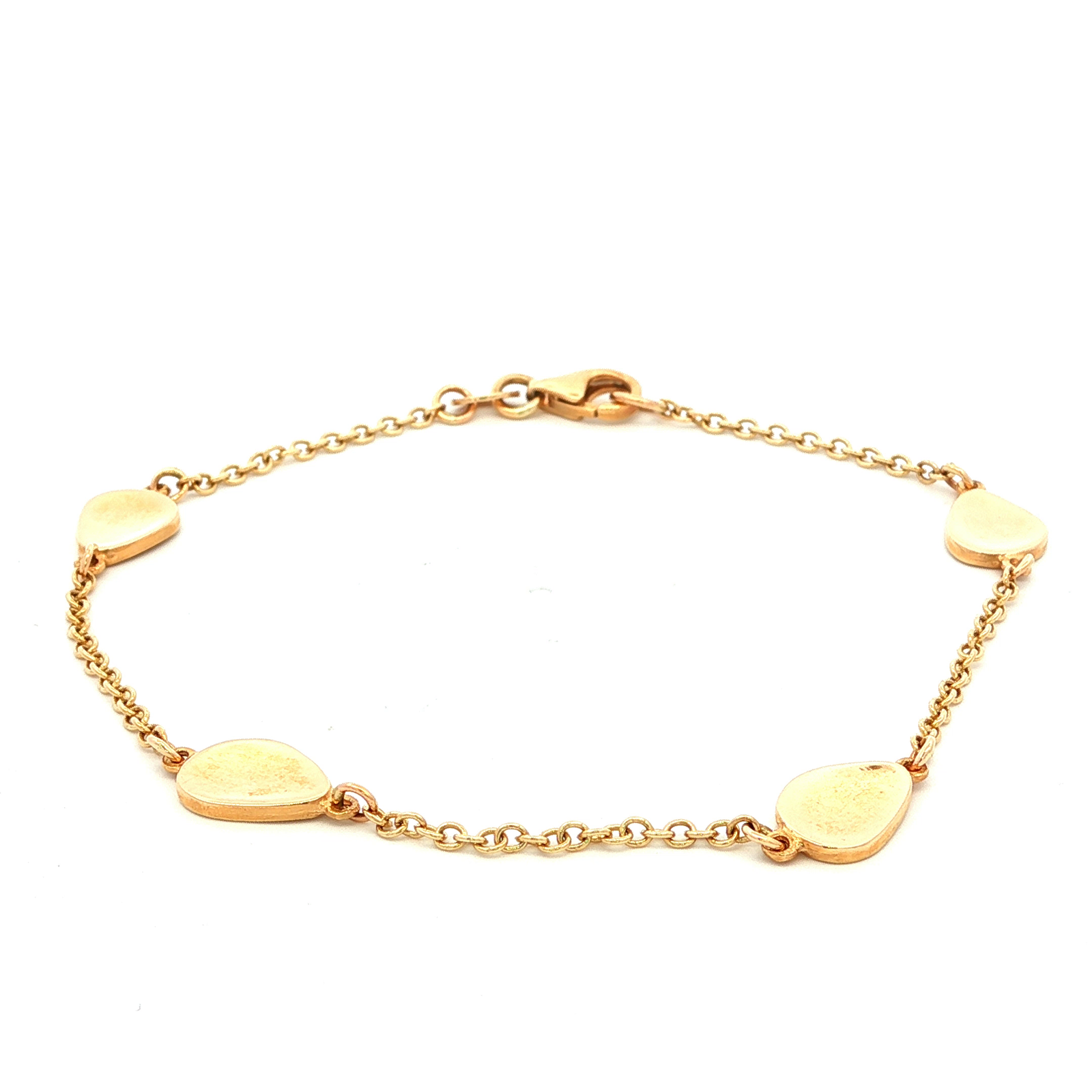 Concave Disc Trace Bracelet in Yellow Gold