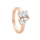 Ellani Emerald and Pear Cut CZ Ring