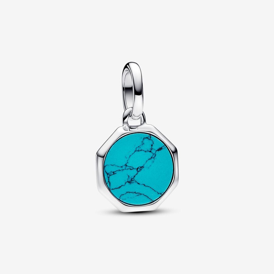 Pandora Turquoise-coloured Engravable Mini Medallion Charm