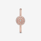 14k Rose gold-plated ring with clear cubic zirconia - 60