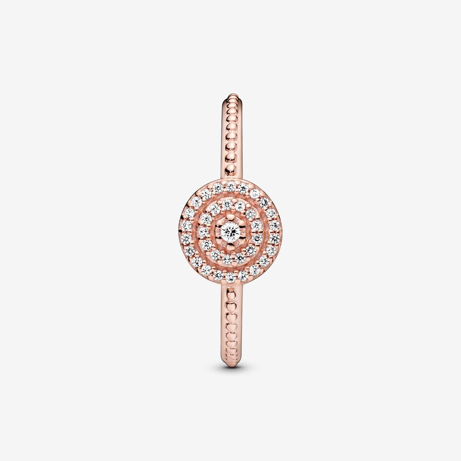 14k Rose gold-plated ring with clear cubic zirconia