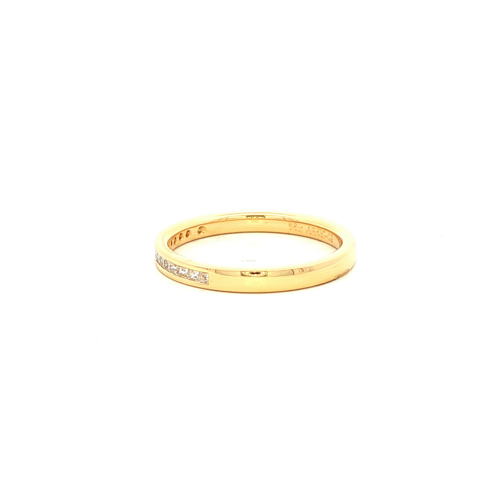 Straight Chanel Set Diamond Wedding Band in Yellow Gold