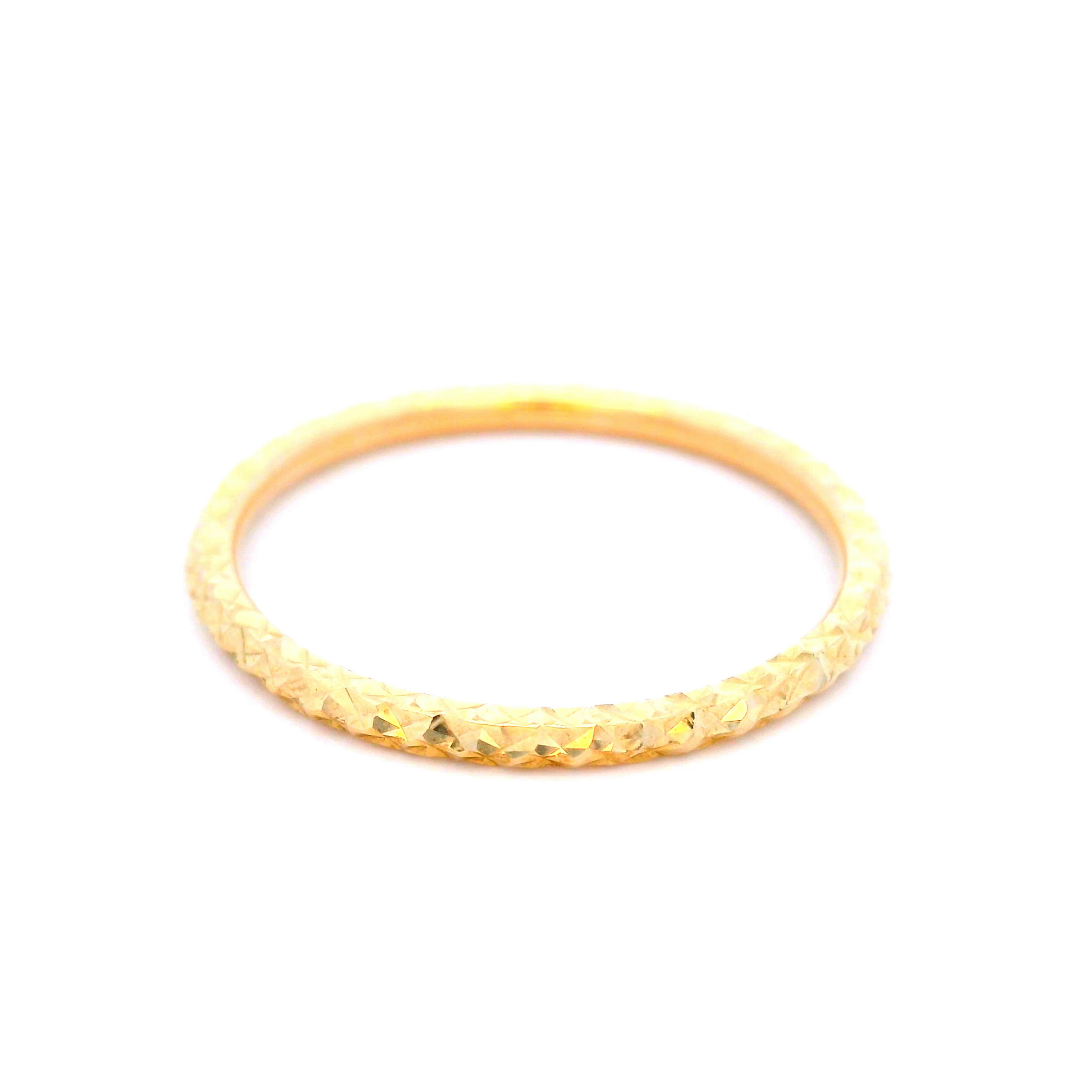 Yellow Gold Solid Diamond Cut Stacker Ring Size N