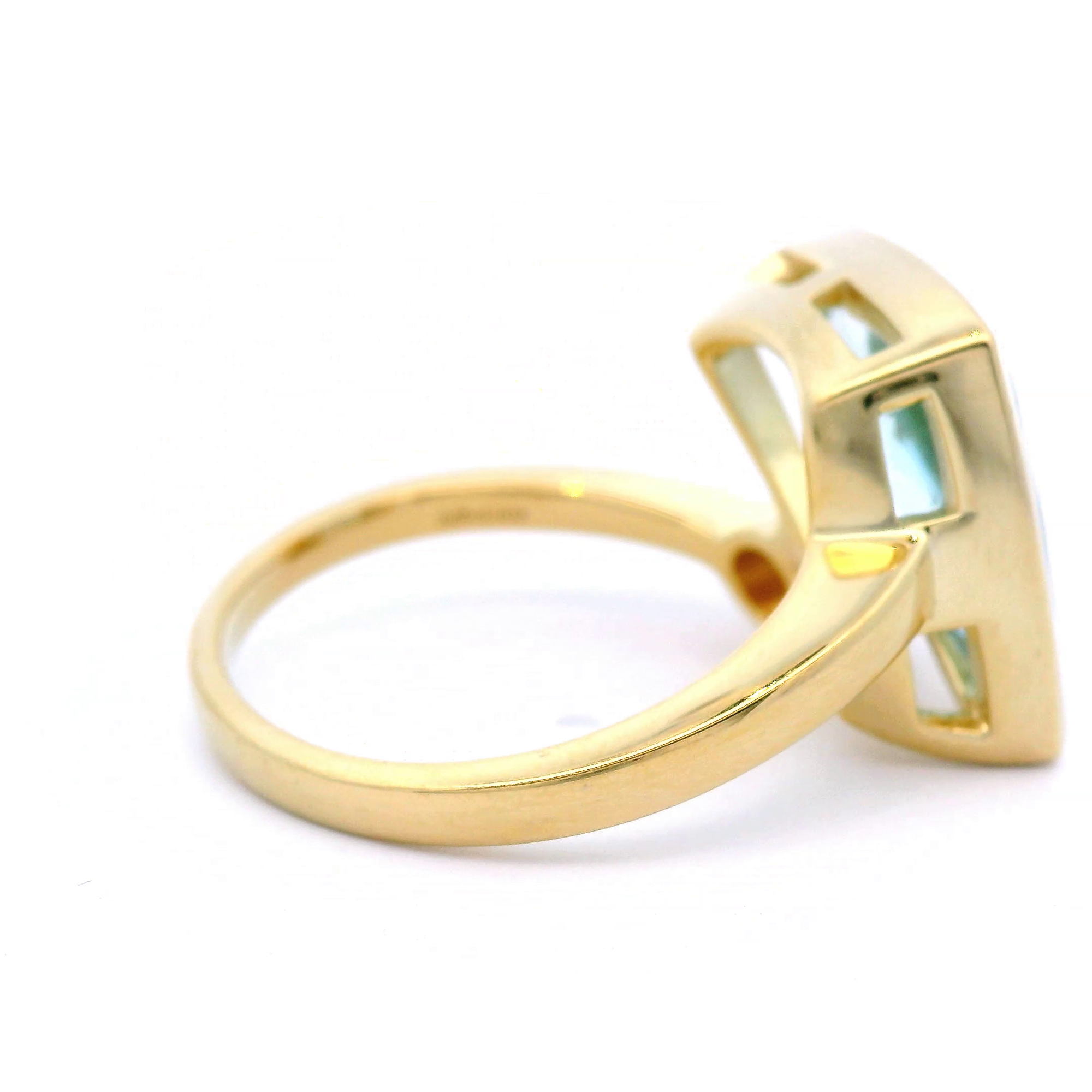 Blue Topaz and Diamond Dress Ring in Yellow Gold