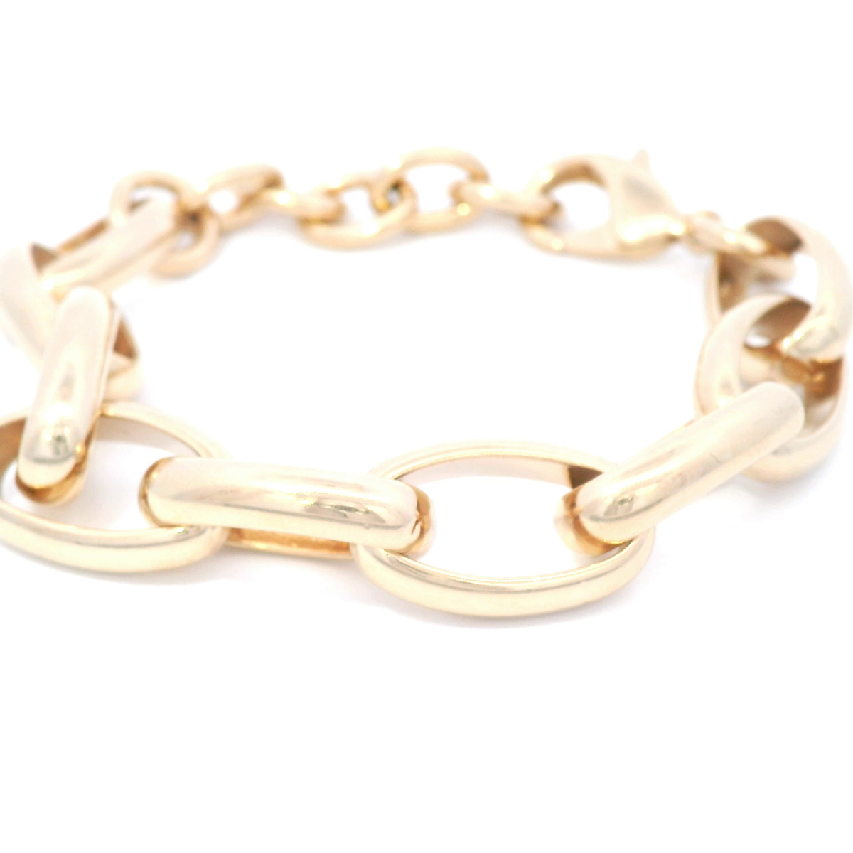 18ct YG Plated Large Oval Bracelet In Yellow Gold