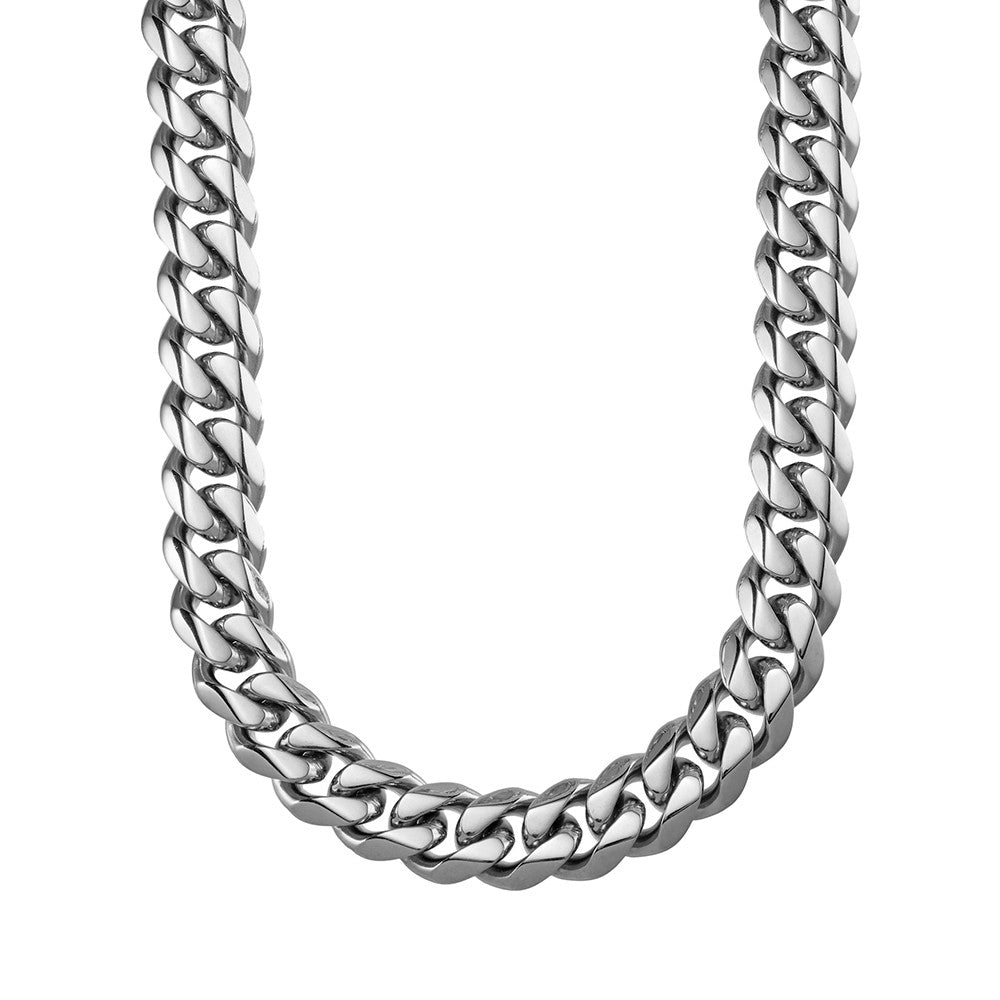 Blaze Stainless Steel 14mm Shiny Steel Cuban Chain
