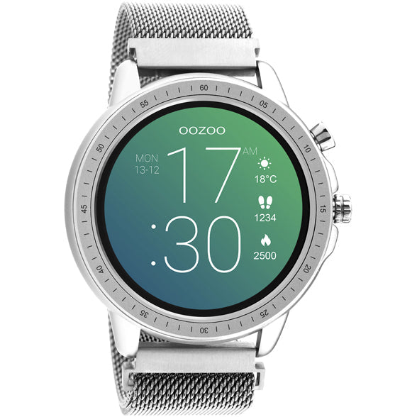 OOZOO Men's Silver Mesh Strap Smartwatch