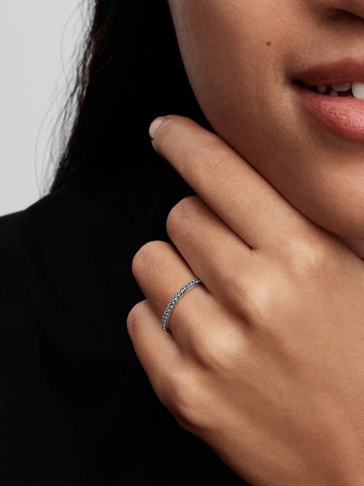 Pandora Sparkling Green Half-Eternity Band Ring